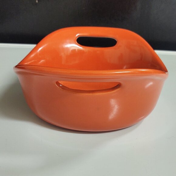 RACHAEL RAY ORANGE 8 OZ CERAMIC STONEWARE FLARED HANDLE BAKING DISH CASSEROLE - Picture 5 of 6